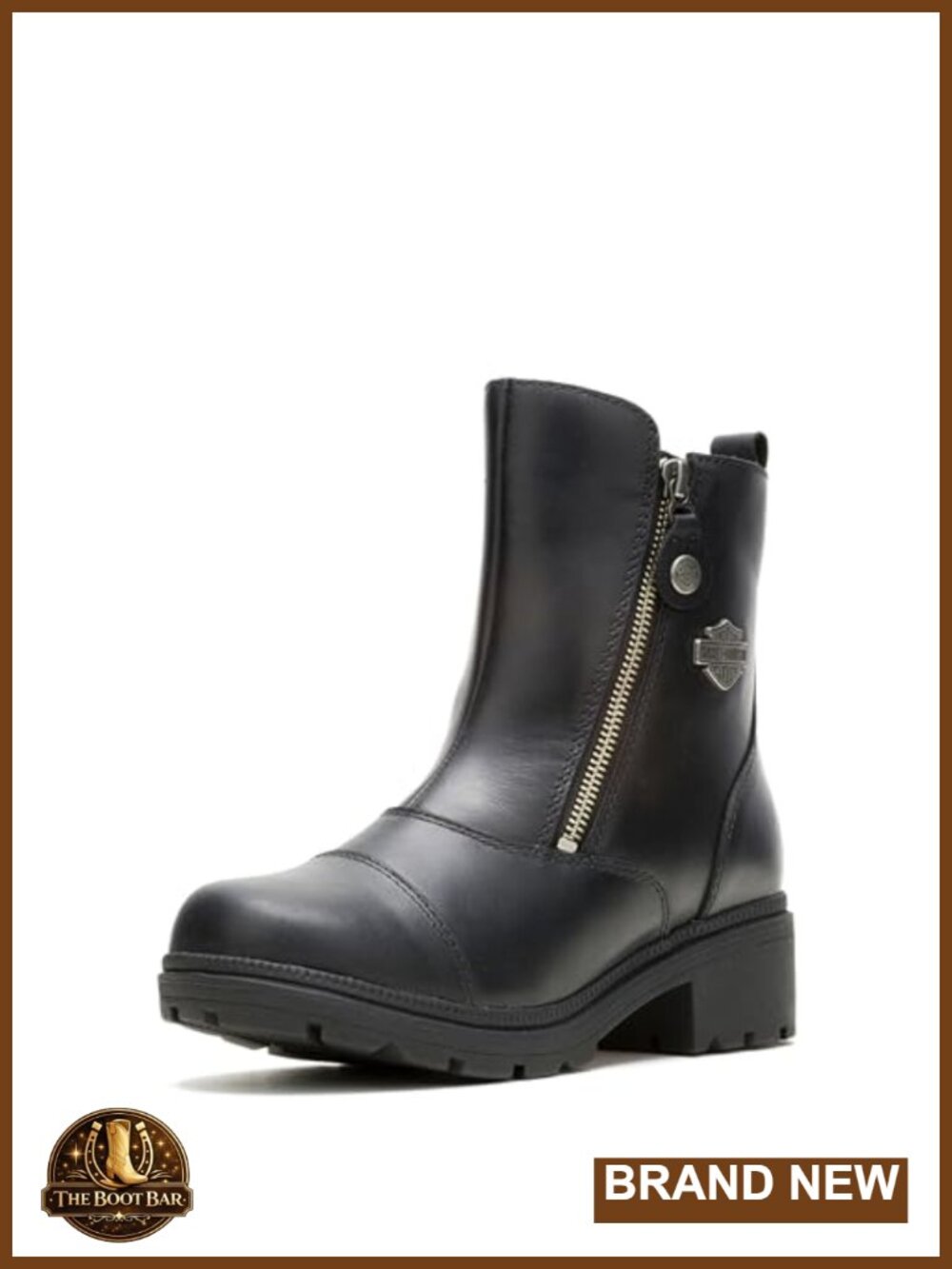 Full Grain Leather Ankle Motorcycle Boots with YKK Zippers Casual